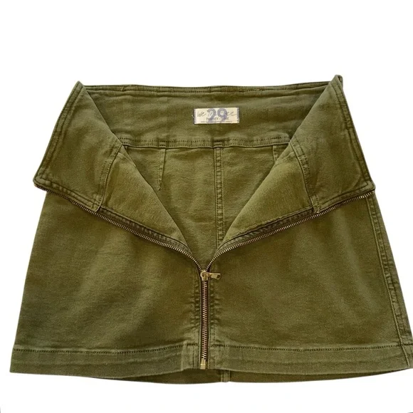 We the Free Mini Skirt Virgo Zip-Front Cadet Green Denim Women’s Size 29 - Picture 3 of 8